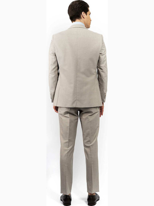 Guy Laroche Men's Suit with Vest Slim Fit Beige Guy Laroche Men's Suit with Vest Slim Fit Beige
