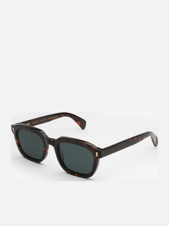 Gast Maven Men's Sunglasses with Brown Tartaruga Plastic Frame and Green Lens