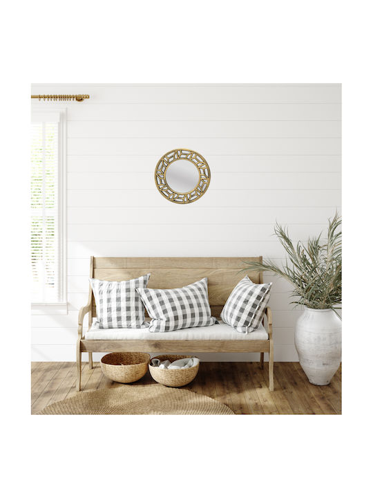 Click Wall Mirror with Gold Plastic Frame Diameter 50cm 1pcs