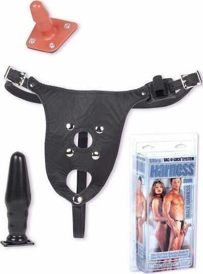 Vac U Lock 2000 Male Set Harness with Dildo in Black Color