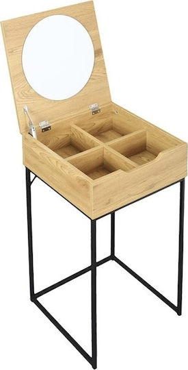 Bodenstehende Schminktisch Schlafzimmer Holz Braun Hell mit Spiegel 45x45x77cm