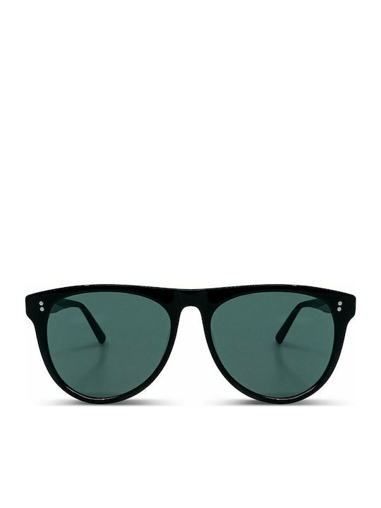 Messyweekend Louie Sunglasses with Black Plastic Frame and Green Lens S2 M4C1