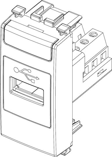 Vimar Arké Priză Mortice cu 1 Port USB Gri