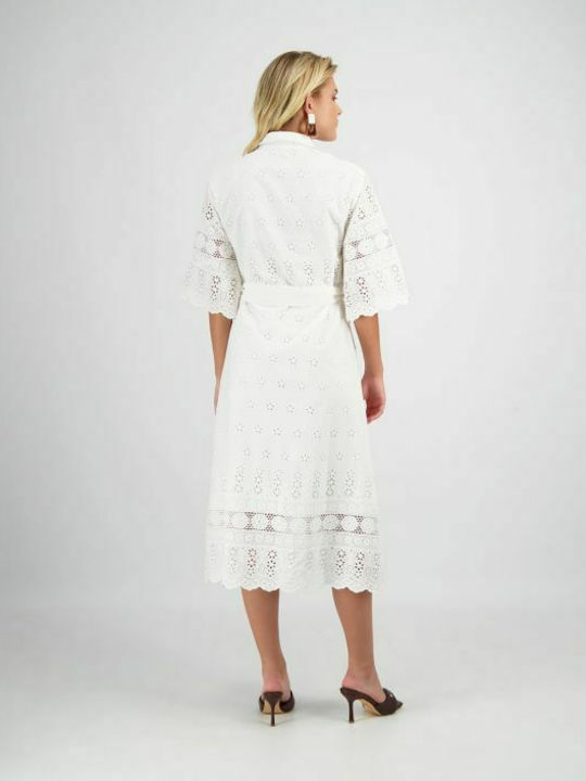 Axel 1403-1504 Summer Midi Shirt Dress Dress White 1403-1504-037