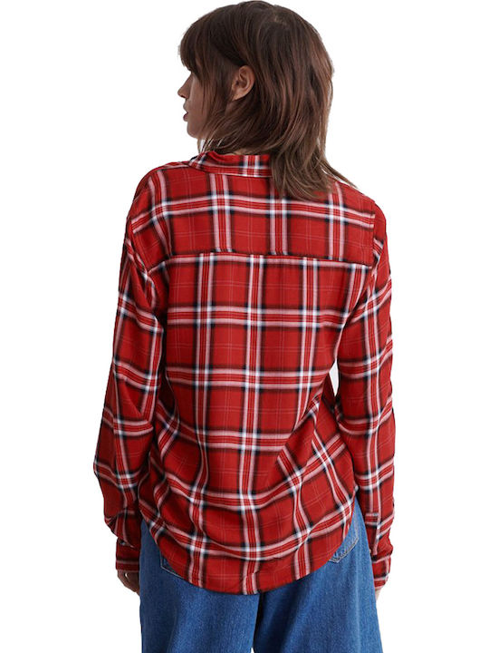 Superdry Women's Checked Long Sleeve Shirt Red