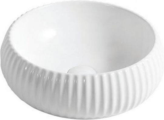 Gloria Prestige-1 Επικαθήμενος Νιπτήρας Πορσελάνης 40.5x40.5x13.5cm Λευκός