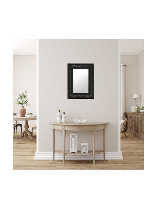 Inart Wall Mirror with Black Wooden Frame 80x60cm