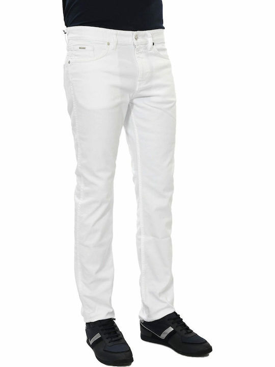 Delaware Men's Jeans Pants Elastic with Slim Fit White