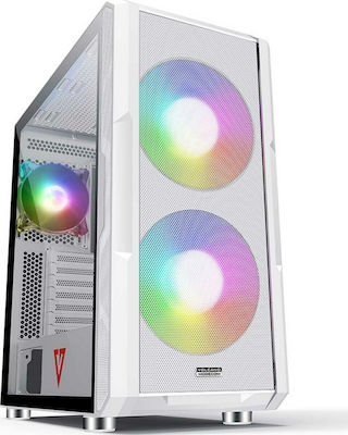 Modecom Amirani ARGB Gaming Midi Tower Computer Case with Window Panel White