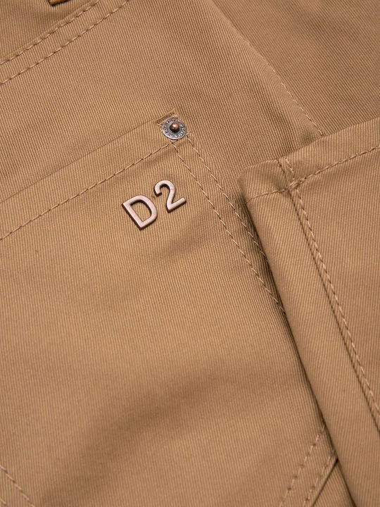 Damen Stoff Capri Hose Tabac Braun