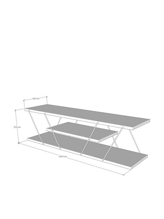 TV Stand Wooden Tars Natural / Black L120xW30xH33cm