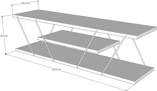 Έπιπλο Τηλεόρασης Tars Λευκό / Μαύρο Μ120xΠ30xΥ33cm
