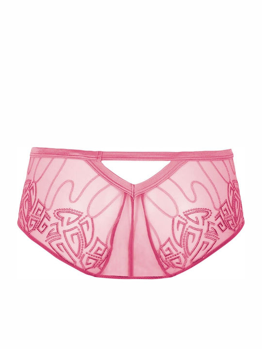 Luna Tattoo 23302 Women's Boxer with Lace Fuchsia