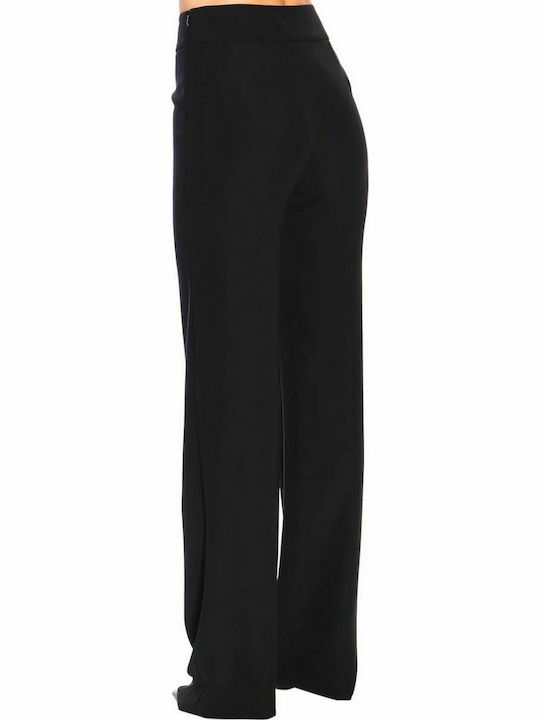 Emporio Armani Damen Hoch tailliert Stoff Hose Schlag Schwarz