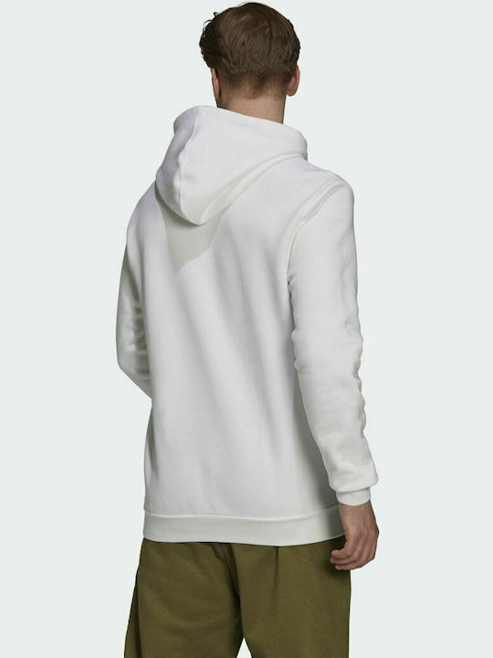 Adidas Essentials Ανδρικό Φούτερ με Κουκούλα και Τσέπες Fleece Λευκό