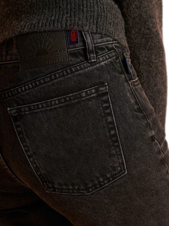 Hoch tailliert Damenjeans in Gerader Linie Schwarz