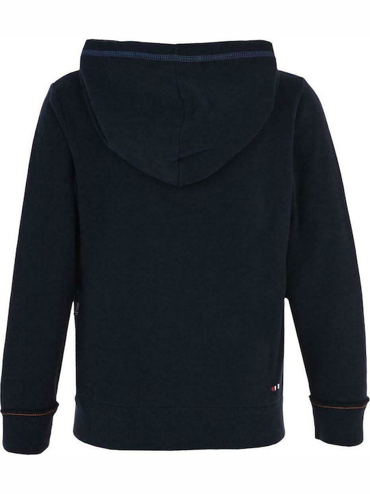 Fleece Παιδικό Φούτερ με Κουκούλα και Τσέπες Navy Μπλε