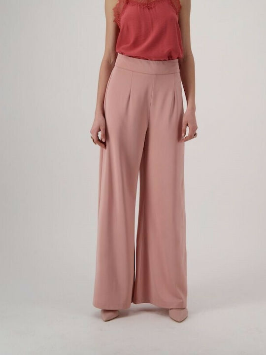 Axel 1402-0411 Women's High-waisted Fabric Trousers Pink 1402-0411-007