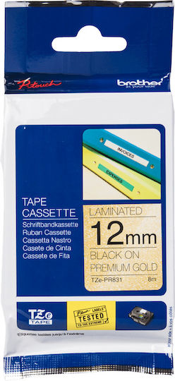 Brother TZe-PR831 Label Maker Tape 8m x 12mm in Gold Colour Compatible with Brother TZe/TZ