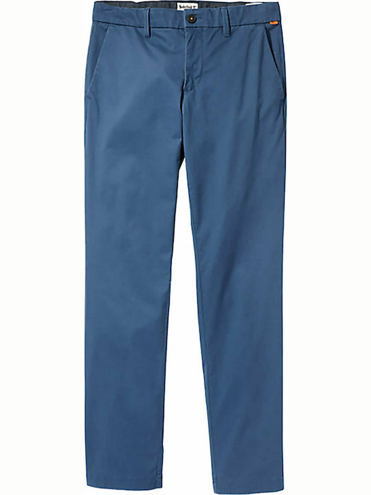 Stretch Twill Pantaloni Chino Elastic cu Croială Slim Albastru marin