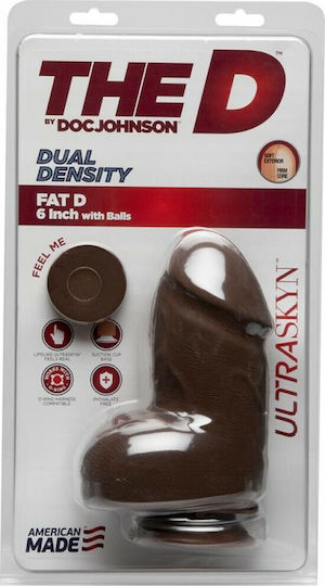 Doc Johnson Dual Density Dildo Fat D with Testicles Realistisches Dildo mit Hoden Chocolate 15.3cm
