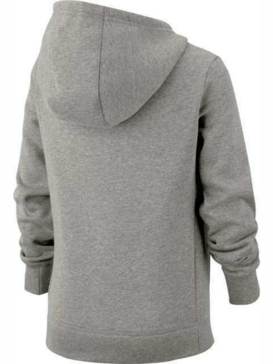 Nike Kids Fleece Sweatshirt with Hood and Pocket Gray Sportswear