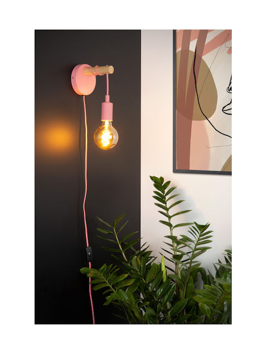 Lucide Lightning Paulien Vintage Leuchte Wand Steckdose mit Fassung E27 Rosa 12cm