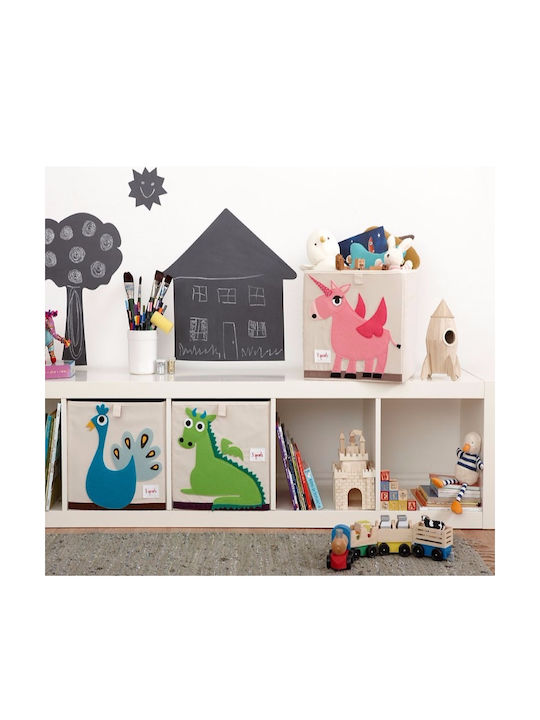 3 Sprouts Kinder Aufbewahrungskorb Faltbar aus Stoff Sloth Gray 33x33x33cm 1Stück