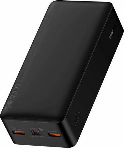 Baseus Bipow Power Bank 30000mAh 20W с 2 USB-A порта и USB-C порт Черен