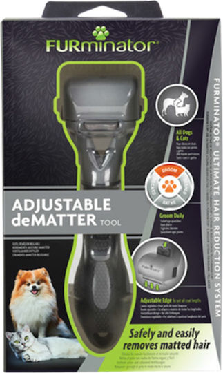 FURminator Adjustable Dematter Tool Comb for Misc Hair Lengths for Coat Grooming Black