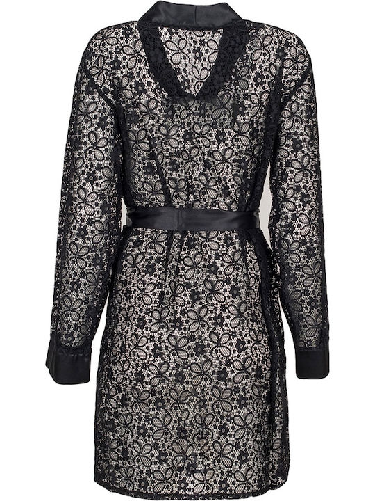 Luna Women's Satin Robe Black 6003