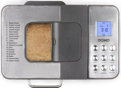 Domo B3971 Mașină de pâine cu o putere de 550W și o capacitate de 1000gr cu 18 programe