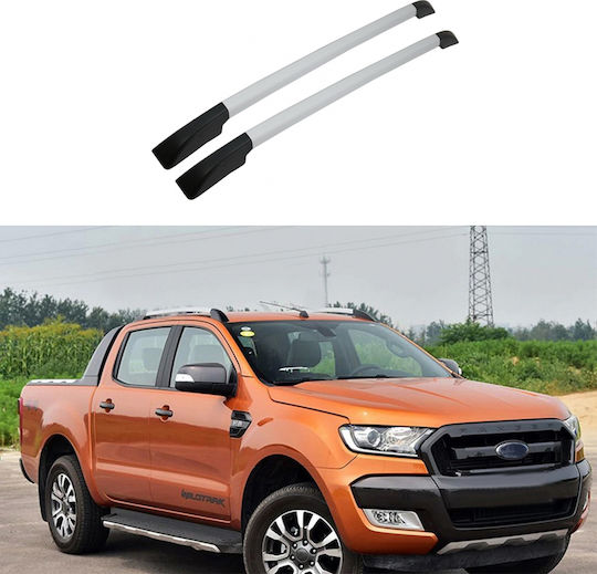 Car Roof Bars Metallic for Ford Ranger for Cars with Factory Bars Set with Roof Rack Legs Silver