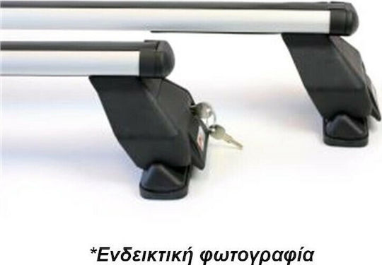 Menabo Steel Car Roof Bars 112cm for Mercedes-Benz C Class 4D for Cars with Factory Roof Bars Set with Roof Rack Legs Black