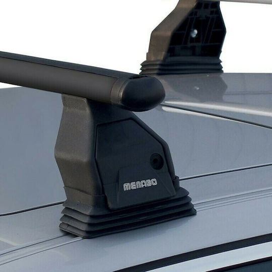 Menabo Steel Car Roof Bars 112cm for Mercedes-Benz C Class 4D for Cars with Factory Roof Bars Set with Roof Rack Legs Black