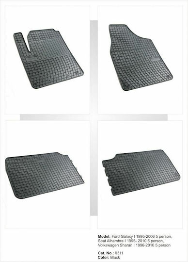 Frogum Set of Front and Rear Mats 4pcs for Seat Alhambra Volkswagen Sharan Ford Galaxy 1995-2005 Black