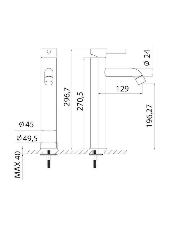 Karag Artemis Mixing Tall Sink Faucet Black
