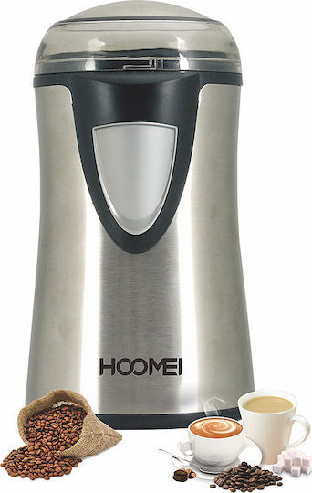Hoomei Ηλεκτρικός Μύλος Καφέ 150W με Χωρητικότητα 50gr Ασημί