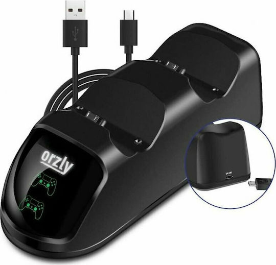 Orzly Dual charging Dock Βάση για 2 χειριστήρια PS4 Μαύρη 2PS4DOCDUAL