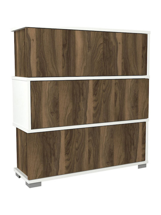 Mirabell Wooden Shoe Organizer with 3 Shelves White / Walnut 90x30x93cm