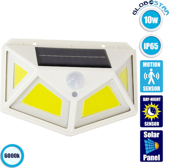 GloboStar Wall Mounted Solar Light 10W 1000lm Cold White 6000K with Motion Sensor and Photocell IP65