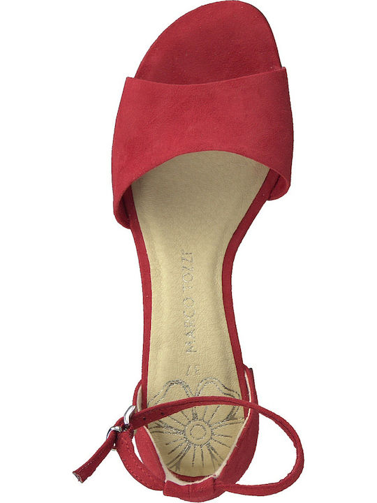 Marco Tozzi Suede Women's Sandals Red