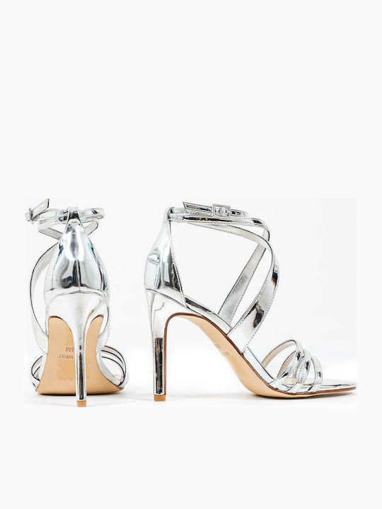 Nine West Women's Sandals Zana3 with Ankle Strap Silver