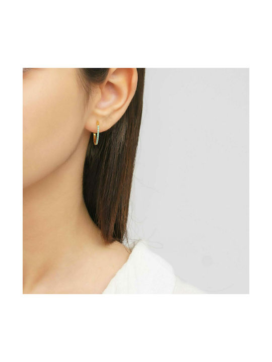 Excite-Fashion Silver Series Earrings Hoops made of Silver Gold Plated with Stones