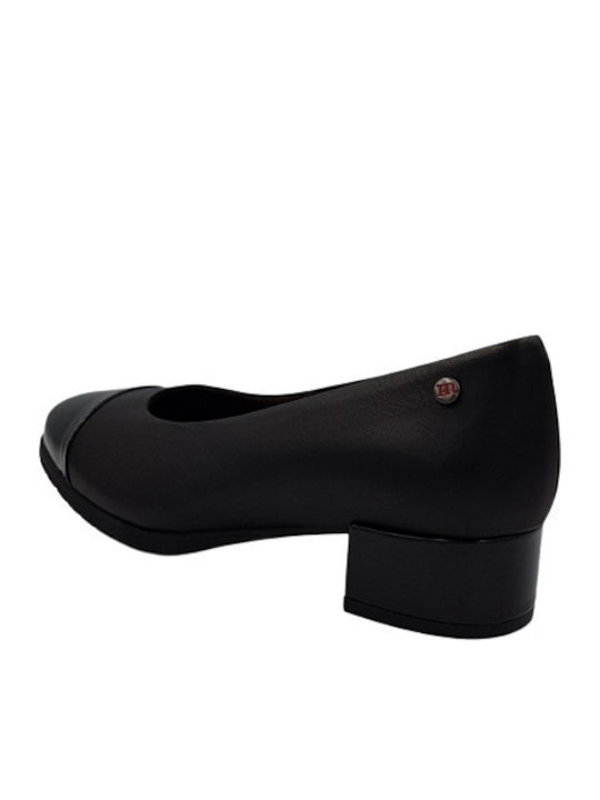 Leather Pointed Toe Black Heels 9451