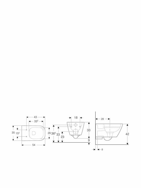 Geberit Smyle Square Λεκάνη Κρεμαστή Rimless με Κάλυμμα Soft Close Λευκή