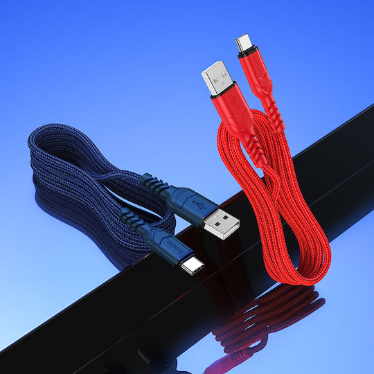 Hoco Victory X59 Braided USB 2.0 Cable USB-C male - USB-A 18W Κόκκινο 1m HC-X59-TYPC-RED