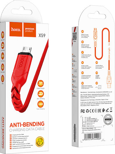 Hoco Victory X59 Geflochten USB 2.0 auf Micro-USB-Kabel Rot 1m (HC-X59-MICUSB-RED) 1Stück