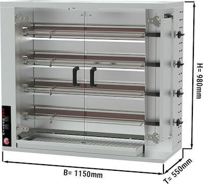 GGMgastro GHGK420 Pui Rottisserie Grill Gaz lichid 18.8kW cu Dimensiuni 47.2x115x98.1cm