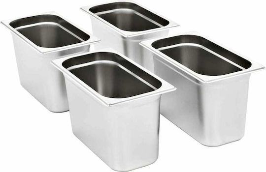 vidaXL Σκεύος Gastronorm Ανοξείδωτο GN1/3 με Βάθος 200mm 4 τμχ